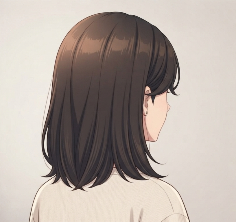 Female · Curtain Bangs Lob · Back Right 3/4